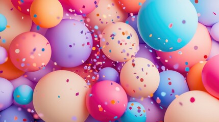 Poster - Vibrant Balloons and Confetti Celebration Background