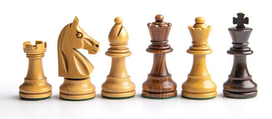 Poster - Chess Pieces Isolated On White Background Selective Focus
