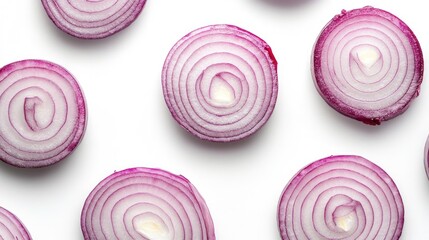 Poster - Sliced red onion on a white background