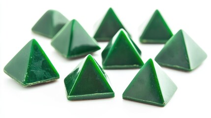 Aufkleber - Luxury pyramid shaped chocolate candies featuring a geometric triangular design in green Handmade confections isolated on a white background
