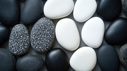 Poster - A collection of white and black stones arranged side by side