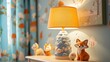 © AImmersive Imagery - A charming corner in a children s room showcasing a delightful woodland themed lamp alongside matching fox figurines creating a whimsical storybook ambiance