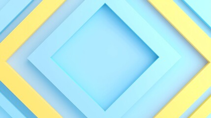 Poster - Vibrant Blue and Yellow Geometric Frame, seamless design, perfect for presentations or digital media, offers a striking visual contrast and ample free space for content.