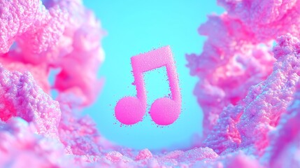 Poster - Vibrant Abstract Music Note Animation, captivating central note in a colorful swirl, seamless looping video backdrop, perfect for creative projects and digital displays.