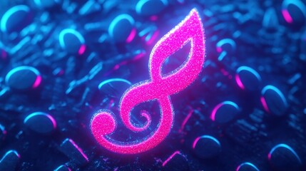 Poster - Vibrant Abstract Music Note Animation, a dynamic and colorful representation of a central music note, seamlessly looping in an engaging 4k visual experience.