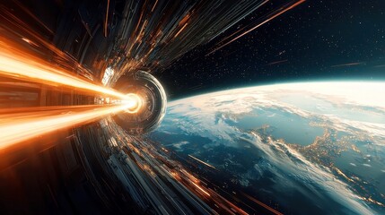 Poster - Futuristic Earth Data Flow, vibrant streams of information traverse a digital landscape, illuminating interconnected networks and the pulse of technology shaping our world.