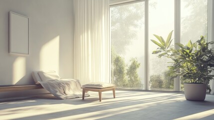 Aufkleber - Minimalist Interior Bathed in Natural Light