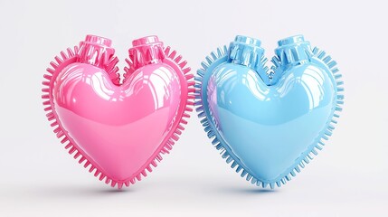 Poster - Colorful Heart Shaped Tech Gears Motion Design, vibrant glossy gears forming a heart, dynamic movement, imaginative representation of technology and creativity, visually striking and engaging.
