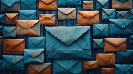 Aufkleber - A emails and envelopes on background.