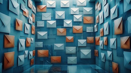 Aufkleber - A emails and envelopes on background.