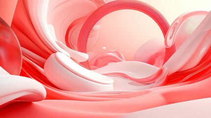Poster - Pastel Pink Gradient Abstract Fashion Background, featuring modern geometric circles in a seamless loop, offers a stylish and contemporary design with ample free space for creative use.