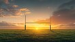 © thenort - A rugby goalpost silhouetted against a sunset in a grassy field.