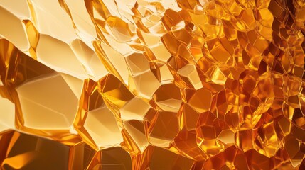 Poster - A close-up view of a textured golden surface resembling crystal or mineral formations.