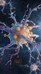 Poster - 3D Neuron Cell Close-Up Illustration
