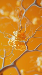Poster - 3D Neuron Cell Illustration in Vibrant Colors