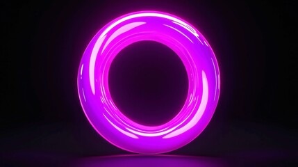 Poster - Vibrant Purple Circle Animation, a dynamic 3D rendering showcasing a fluid purple circle gracefully moving against a stark black background, emphasizing motion and color contrast.
