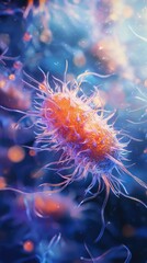 Poster - Captivating 3D Illustration of Bacterial Cell in Colorful Scene