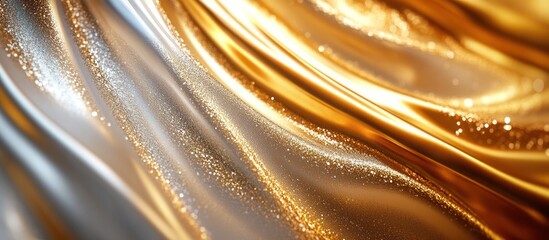 Abstract golden and silver fabric texture background.