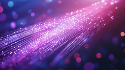 Poster - Abstract digital illustration of glowing fibers and particles in a purple gradient.