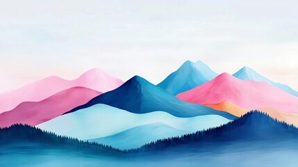 Poster - Landscape with soothing pastel hues and organic shapes, a calming background