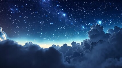 A serene starry night sky depiction, with delicate cloud formations hinting at the vastness of the universe Video