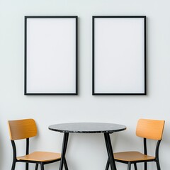 Poster - An ISO A paper size frame mockup for a living room wall poster. A mockup of a modern interior design with a house background. A 3D render.
