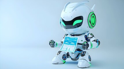 Poster - 3D Robot Presenter Engagingly Displays Data Insights with a Dynamic Chart in a Futuristic Setting