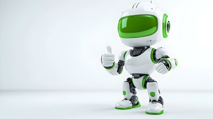Poster - Thumbs-Up Robot, a futuristic 3D robot in a dynamic pose, exuding positivity and enthusiasm with a cheerful thumbs-up gesture.