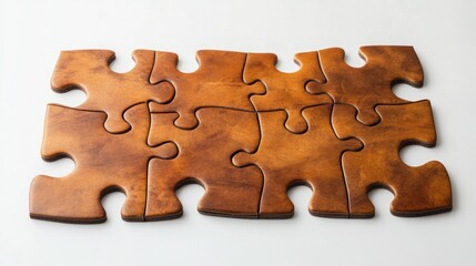 Poster - Several puzzle pieces separated and resting on a white background, offering a minimalist visual for stock photos.