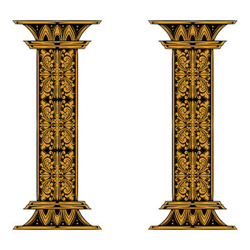 classic style ornament pillar design for element color editable
