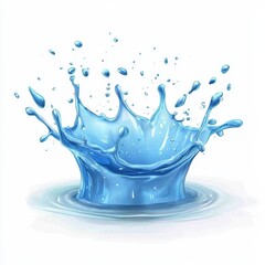 Poster - A realistic water splash with blue liquid waves, swirls, and drops