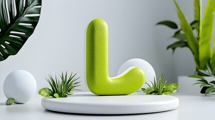 Poster - Minimalist icon design featuring clean lines in vibrant green and white, symbolizing clarity and freshness in a modern aesthetic.