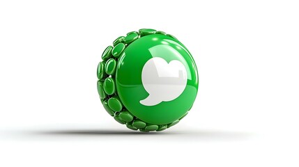Poster - Clean WhatsApp chat bubble icon, vibrant green color, minimalist design, digital communication symbol, modern and user-friendly appearance