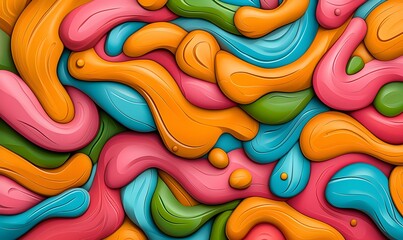 Poster - Innovative Digital Art, a vibrant fusion of abstract shapes and colors, exploring the theme of technological evolution and human connection