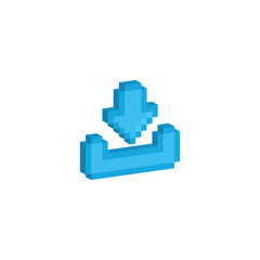 Poster - isometric download pixel art icon vector 8 bit game sign