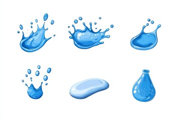 Poster - Isolated natural water droplets on a translucent background. Modern illustration.