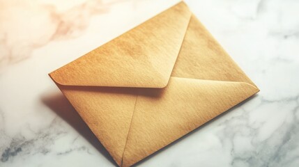 Aufkleber - A Single Brown Envelope on a White Marble Surface