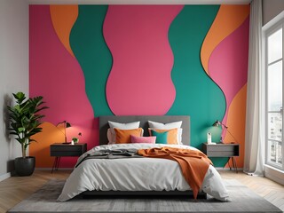 vibrant and modern wallpaper with bright and dynamic colors. Trendy design with geometric shapes, elegant and flowing.