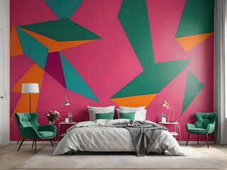 vibrant and modern wallpaper with bright and dynamic colors. Trendy design with geometric shapes, elegant and flowing.