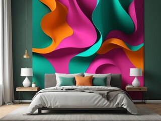 vibrant and modern wallpaper with bright and dynamic colors. Trendy design with geometric shapes, elegant and flowing.