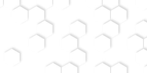 Abstract white hexagon concept design background. Seamless bright white honeycomb banner design. 