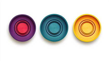 Poster - Three Concentric Circular Shapes in Purple, Blue, and Yellow