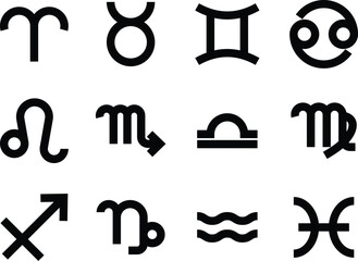 zodiac sign symbol icon set