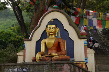 Golden Buddhist statue in Kathmandu, Nepal