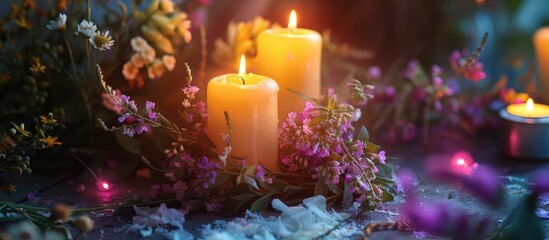 Magic Of Candles Magical Attributes Herbs And Flowers Slavic Wicca Rituals And Esoteric Concept