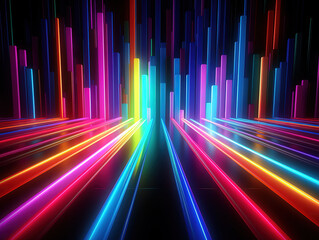 Vibrant Abstract Light Beams in Dark Background