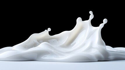 Poster - Mesmerizing abstract patterns and reflective sheen created by a spill of milk against a clean minimalist backdrop  This precision photograph showcases the fluid dynamics and muted