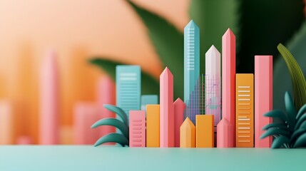 Poster - Vibrant 3D Illustrated Financial Data Visualization with Charts Currency Diagrams and Exchange Rate Analysis Depicting Economic Growth and Financial Strategy