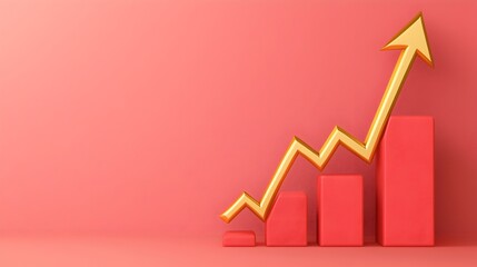 Poster - Thriving Investment Economy Visualized with Dynamic 3D Charts Gold Arrows and Comprehensive Financial Market Success Indicators