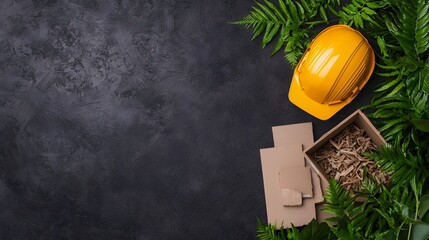 Fototapete - Aerial Top View of Sustainable Construction Practices Showcasing Circular Economy Concepts from Material Sourcing to Eco Friendly Building Designs for a Greener More Sustainable Future